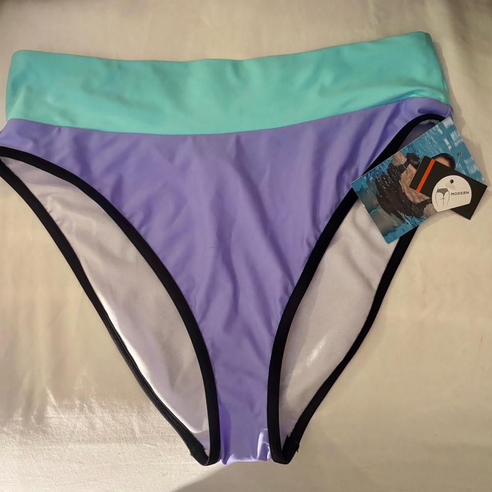 Sports Illustrated Swim Mint & Lilac High-Waist Bikini Bottoms
